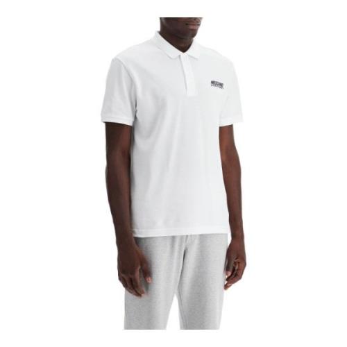 Polo Shirt met Geborduurd Logo Moschino , White , Heren