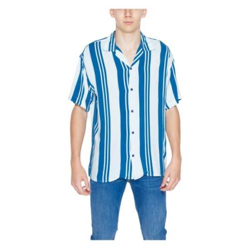 Blauw Gestreept Kortemouw Overhemd Jack & Jones , Blue , Heren