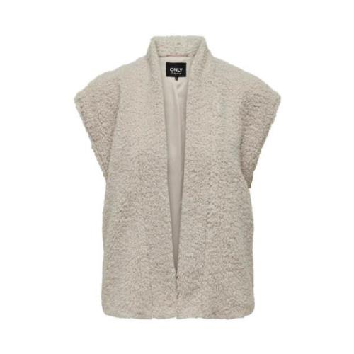 Teddy Vest Only , Beige , Dames