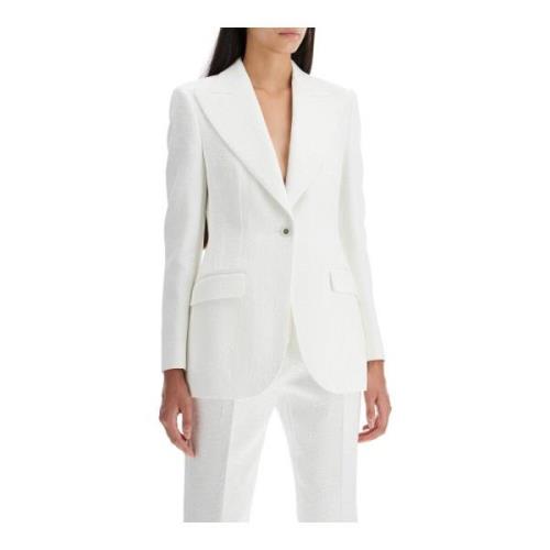 Elegante Brokaatjas met Peak Revers Dolce & Gabbana , White , Dames