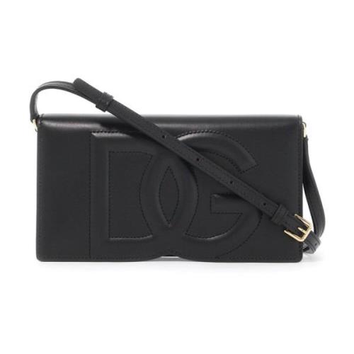 Gestikte DG Logo Mini Tas Dolce & Gabbana , Black , Dames