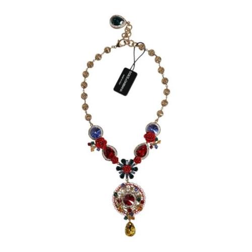 Goudkleurige Statement Ketting met Strass Dolce & Gabbana , Yellow , D...