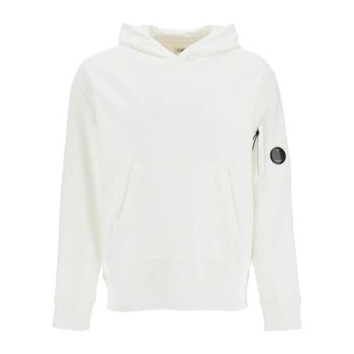 Lens Hoodie met Logo Elastische Inzet C.p. Company , White , Heren