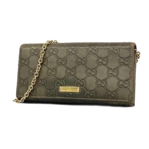 Pre-owned Leather wallets Gucci Vintage , Gray , Dames