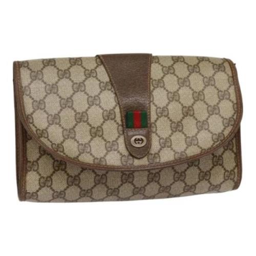 Pre-owned Leather clutches Gucci Vintage , Beige , Dames