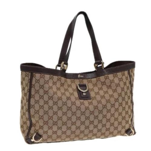 Pre-owned Canvas totes Gucci Vintage , Beige , Dames