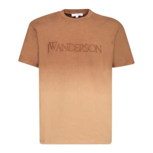 Bruine reliëflogo T-shirt JW Anderson , Brown , Heren