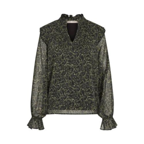 Groene Fiona Blouse met Ruches RUE de Femme , Green , Dames