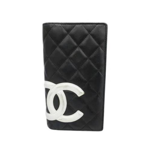 Pre-owned Leather wallets Chanel Vintage , Black , Dames