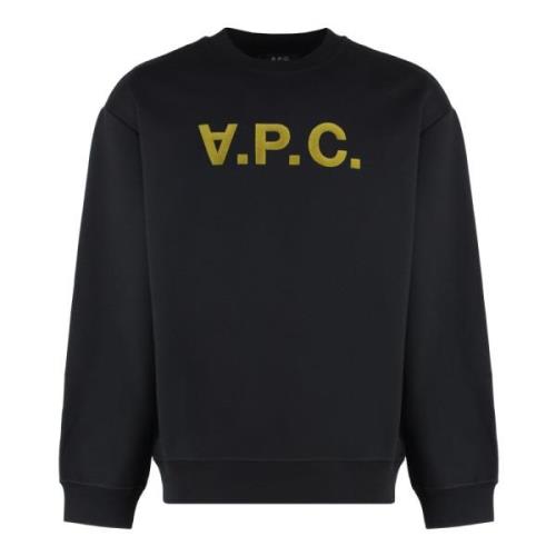 Velours Effect Oversized Sweatshirt met Geribbelde Randen A.p.c. , Bla...