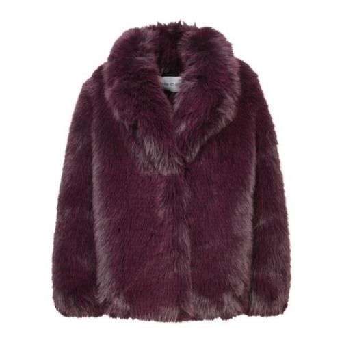 Paarse Faux Fur Jas Elegant Ontwerp Stand Studio , Purple , Dames