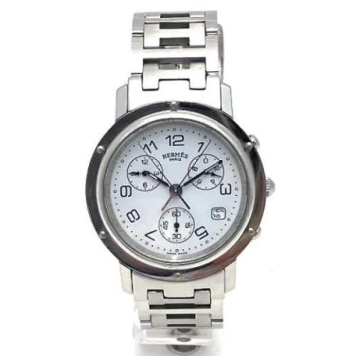 Pre-owned Stainless Steel watches Hermès Vintage , White , Heren