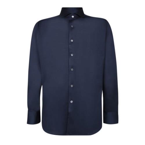 Blauw Overhemd Lange Mouw Casual Stijl Canali , Blue , Heren