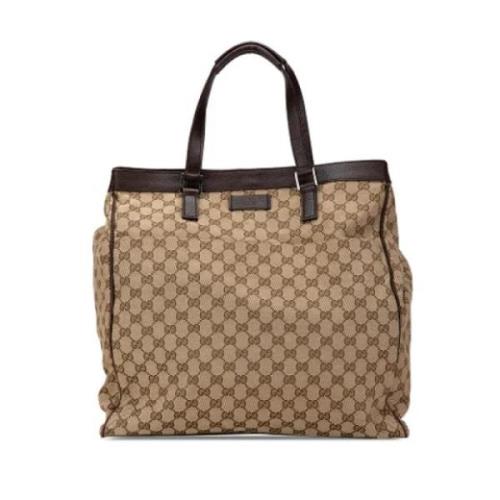 Pre-owned Canvas totes Gucci Vintage , Beige , Dames