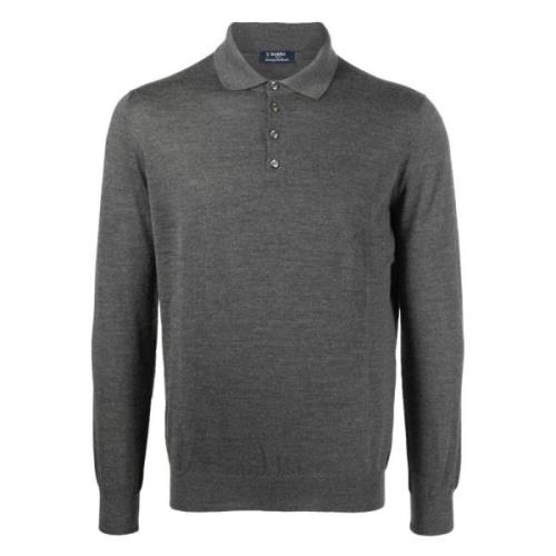 Luxe Cashmere Zijden Polo Shirt Barba , Gray , Heren