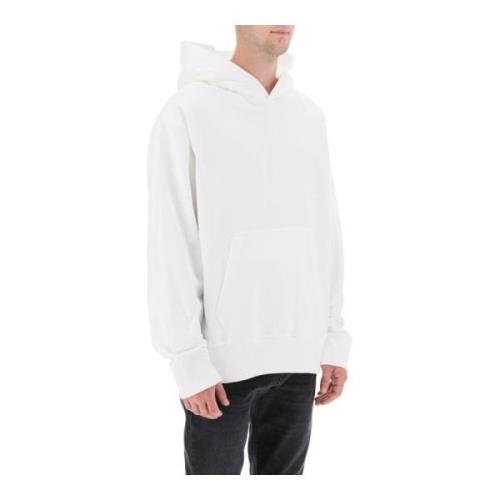 Hoodie met geborduurd logo in katoenen badstof Diesel , White , Heren