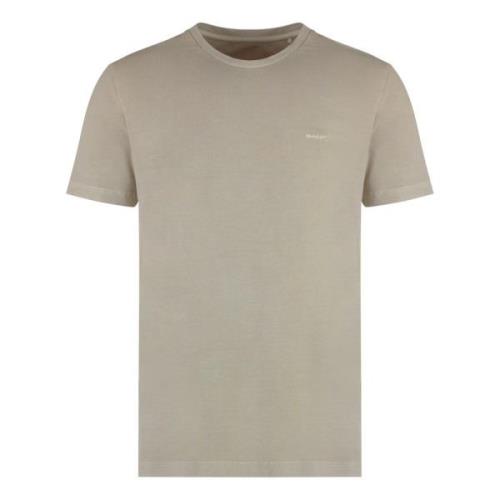 Geribbelde ronde hals katoenen T-shirt Gant , Beige , Heren