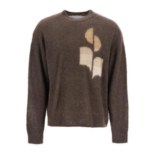 Intarsia logo mohair crew neck pullover Isabel Marant , Brown , Heren