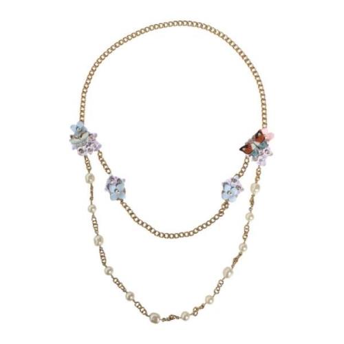 Kristal Parel Bloemlaag Ketting Dolce & Gabbana , Yellow , Dames