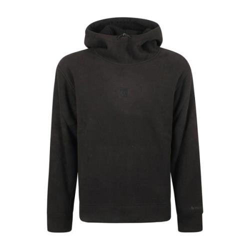 Zwarte Fleece Hoodie met Rubberen Logo C.p. Company , Black , Heren