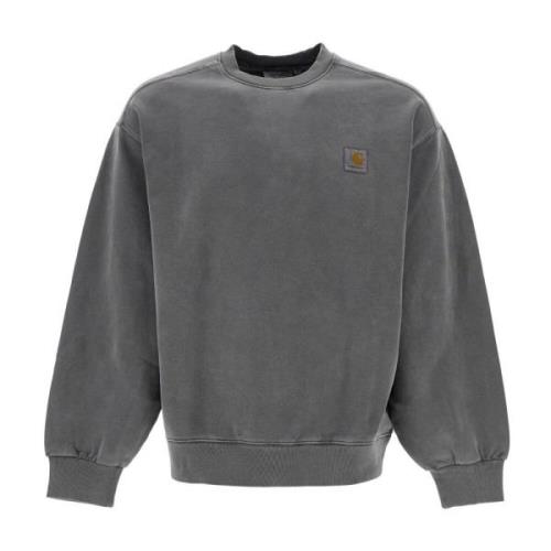 Geborsteld Katoenen Crewneck Sweatshirt Carhartt Wip , Gray , Heren