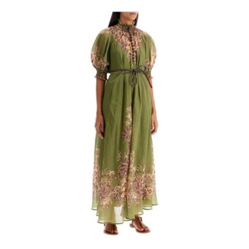 Maxi Jurk met Bloemenprint en Ballonmouwen Zimmermann , Green , Dames