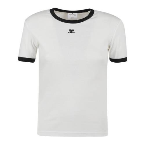 Heritage White/Black T-Shirt Courrèges , White , Dames