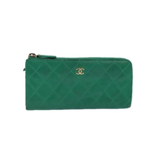 Pre-owned Leather wallets Chanel Vintage , Green , Dames