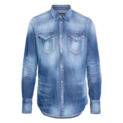 Western Style Overhemden Dsquared2 , Blue , Heren