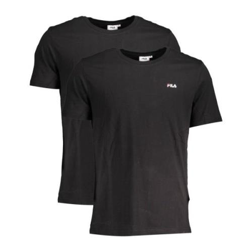 Zwart Katoenen Heren T-Shirt Pak Fila , Black , Heren