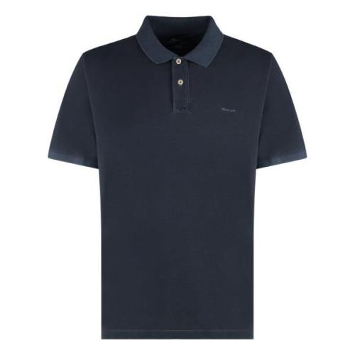 Katoenen Polo Shirt met Ribboorden Gant , Blue , Heren