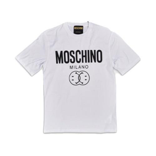 Wit T-shirt Stijlvol Comfortabel Upgrade Look Moschino , White , Heren