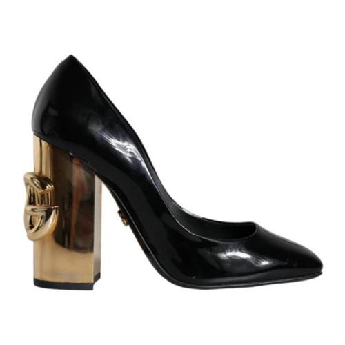 Zwart Goud Logo Hakken Pumps Schoenen Dolce & Gabbana , Black , Dames