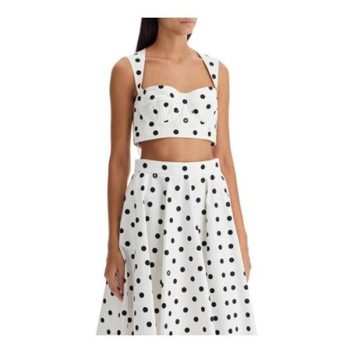 Polka Dot Bustier Top met Cut-Out Dolce & Gabbana , White , Dames