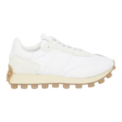 Witte Leren Sneakers met Rubberen Pebble Zool Tod's , White , Heren