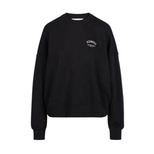 Sweatshirt met ronde hals en logo Iceberg , Black , Dames