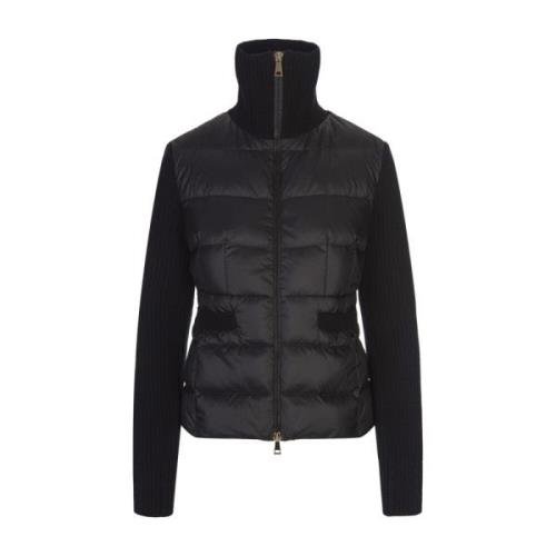 Zwarte ritsvest met donsgevulde voorkant Moncler , Black , Dames