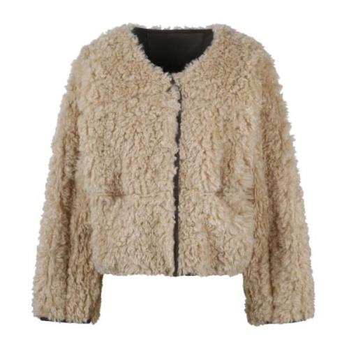 Omkeerbare Faux Shearling Jas Stand Studio , Beige , Dames