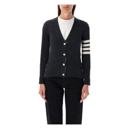 Donkergrijze Cashmere V-Neck Cardigan Thom Browne , Gray , Dames