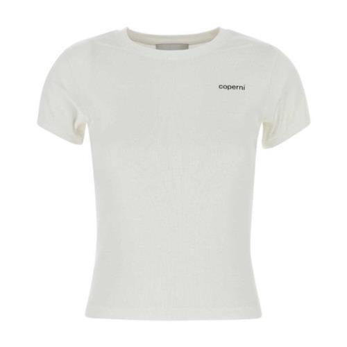 Klassiek Wit Katoenen T-shirt Coperni , White , Dames