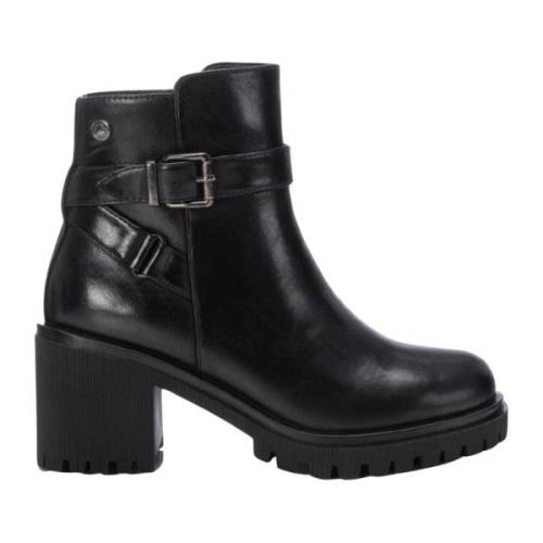 Zwarte laarzen met ritssluiting en gespdetail Refresh , Black , Dames