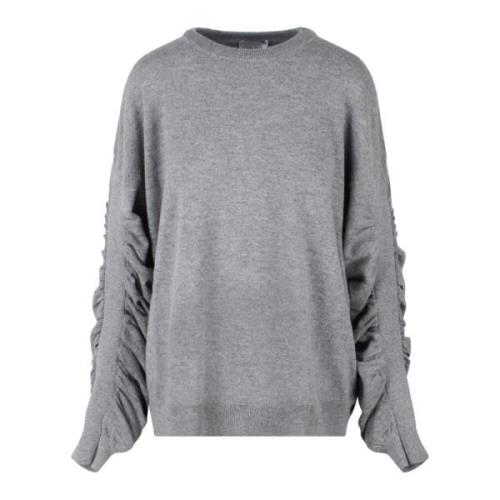 Virgin Wool Crew Neck Gebreid Nude , Gray , Dames