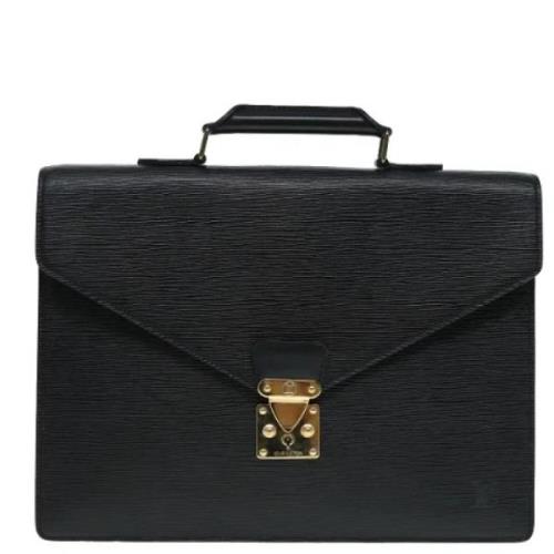 Pre-owned Leather briefcases Louis Vuitton Vintage , Black , Heren