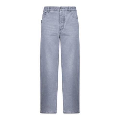 Grijze Wide-Leg Denim Jeans Bottega Veneta , Gray , Heren