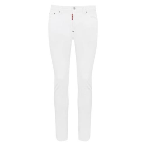 Witte Denim Slim Fit Jeans Dsquared2 , White , Heren