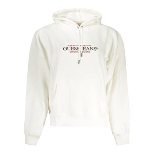 Witte hoodie met borduurwerk Guess , White , Heren