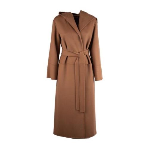 Handgemaakte Wollen Jas met Capuchon - Maat 42 Max Mara , Brown , Dame...