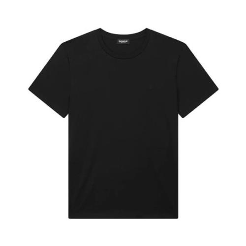 Zwarte Katoenen Jersey T-shirt Dondup , Black , Heren