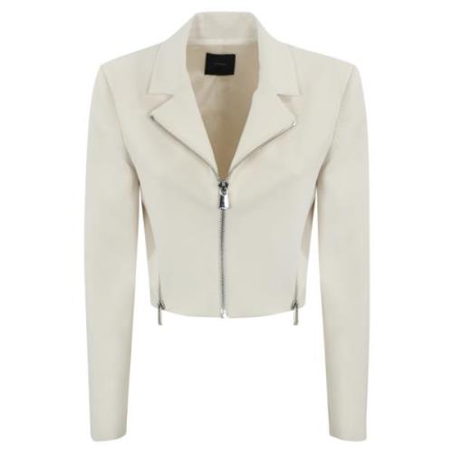 Witte Crepe Jas met Ritssluiting Pinko , White , Dames