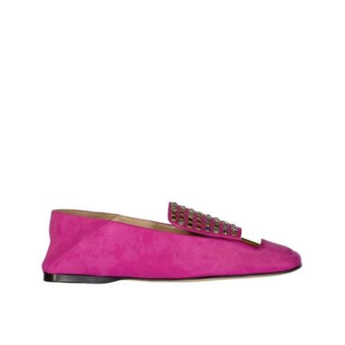 Roze Leren Loafers Kristal Detail Sergio Rossi , Pink , Dames